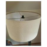 Adjustable Black Floor Lamp with White Fabric Shade