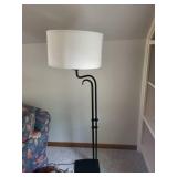 Adjustable Black Floor Lamp with White Fabric Shade