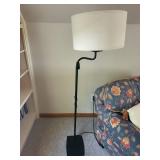 Adjustable Black Floor Lamp with White Fabric Shade