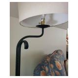 Adjustable Black Floor Lamp with White Fabric Shade