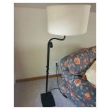 Adjustable Black Floor Lamp with White Fabric Shade