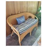 Wicker Loveseat and Coffee Table Set with Cushions