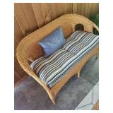 Wicker Loveseat and Coffee Table Set with Cushions