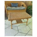Wicker Loveseat and Coffee Table Set with Cushions