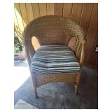 Pair of Wicker Armchairs with Striped Cushions