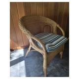 Pair of Wicker Armchairs with Striped Cushions