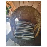 Pair of Wicker Armchairs with Striped Cushions