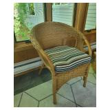 Pair of Wicker Armchairs with Striped Cushions