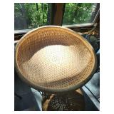 Large Woven Basket and Glass Candle Holder Set