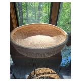 Large Woven Basket and Glass Candle Holder Set