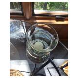 Large Woven Basket and Glass Candle Holder Set