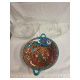 Set of 3 Decorative Bowls Including Hand-Painted Leonarda Vargas Piece