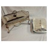Vintage Silver Plated Chafing Dish with Glass Insert