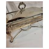 Vintage Silver Plated Chafing Dish with Glass Insert