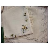 Collection of Vintage Embroidered Table Linens and Beaded Bands