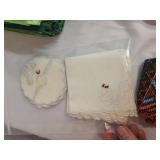 Collection of Vintage Embroidered Table Linens and Beaded Bands