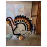 Large Turkey Shaped Thanksgiving Lighted Lawn Decoration