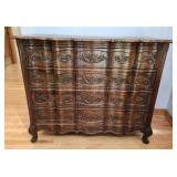 Oak Louis XV Style Chest of Drawers with Intricate Carvings