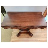 Gorgeous Antique Mahogany Flip Top Parlor Card Game Table with Lyre Base and Scalloped Edge