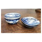 Set of 2 Russian Ceramic Trinket Boxes with Scenic Winter Design