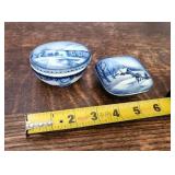 Set of 2 Russian Ceramic Trinket Boxes with Scenic Winter Design
