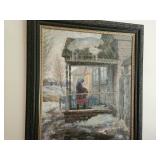 Framed Vintage Original Rassypnov Painting Titled "News" Oil on Canvas - 1978-1979