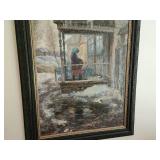 Framed Vintage Original Rassypnov Painting Titled "News" Oil on Canvas - 1978-1979