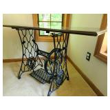 Antique Singer Sewing Machine Base Table with Wooden Top