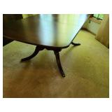 Antique Duncan Phyfe Style Mahogany Dining Table with One Leaf in the table and Two Self-Storing Extension Leaves