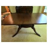 Antique Duncan Phyfe Style Mahogany Dining Table with One Leaf in the table and Two Self-Storing Extension Leaves
