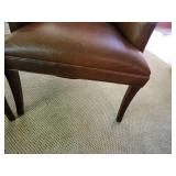 Pair of Custom Brown Leather Dining Room Chairs with Arms Armchairs