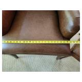 Pair of Custom Brown Leather Dining Room Chairs with Arms Armchairs