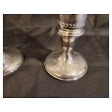 Pair of Antique Hamilton Sterling Silver and Glass Hurricane Candle Holders