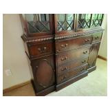 Vintage Union National Mahogany China Cabinet, Secretary Desk, and Hutch with Glass Doors