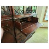 Vintage Union National Mahogany China Cabinet, Secretary Desk, and Hutch with Glass Doors