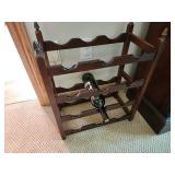 Vintage Wooden Wine Rack with Decorative Finials