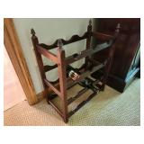 Vintage Wooden Wine Rack with Decorative Finials