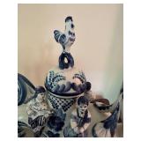 Large Beautiful Vintage Russian Gzhel Porcelain Coffee Pot Teapot Measuring 13" x 15"