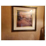 Framed Landscape Artwork with Autumn Colors