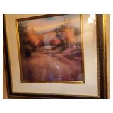Framed Landscape Artwork with Autumn Colors