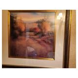 Framed Landscape Artwork with Autumn Colors