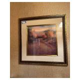 Framed Landscape Artwork with Autumn Colors