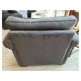 Alexvale Custom Blue Upholstered Armchair with Matching Ottoman