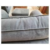 Alexvale Custom Blue Upholstered Armchair with Matching Ottoman