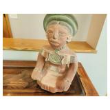 Mexican Terracotta "Idolo Del Sol" Mayan Sun God Clay Sculpture of Seated Figure with Intricate Detailing