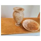 Set of 2 Alabaster Stone Vases