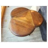 Antique Walnut Folding Top Wood Drop Leaf Triangle Side Table