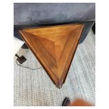 Antique Walnut Folding Top Wood Drop Leaf Triangle Side Table