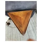 Antique Walnut Folding Top Wood Drop Leaf Triangle Side Table