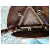 Antique Walnut Folding Top Wood Drop Leaf Triangle Side Table